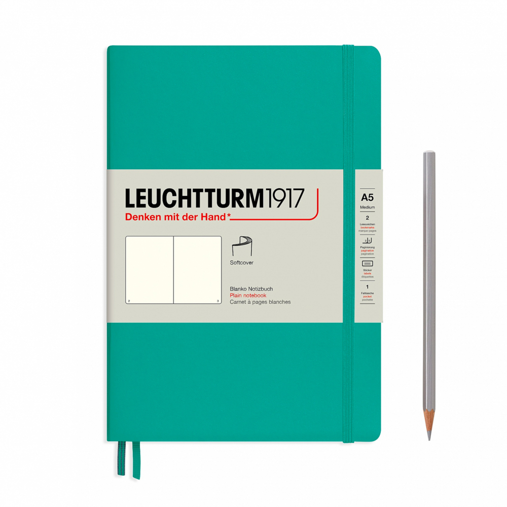 notebook medium soft cover A5 emerald plain by Leuchtturm1917