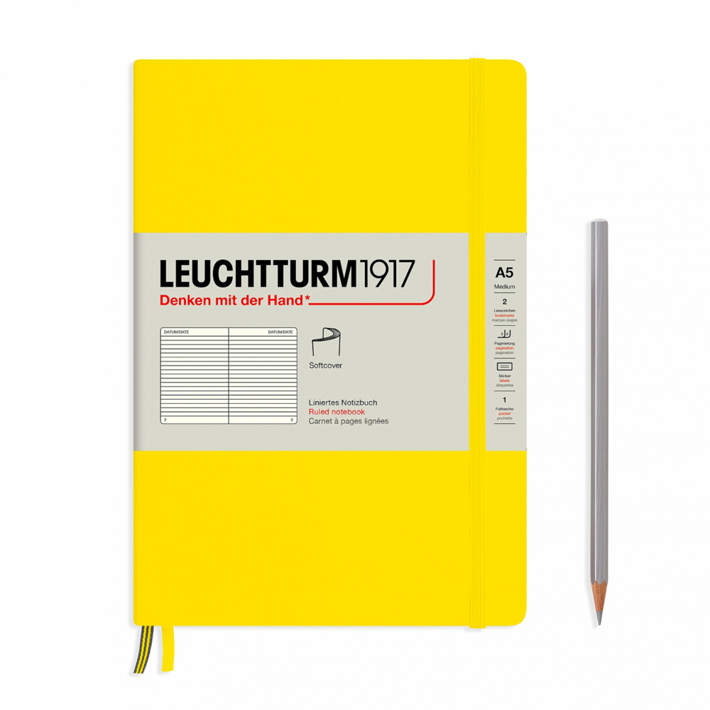 notebook A5 softcover lemon ruled paper by leuchtturm1917