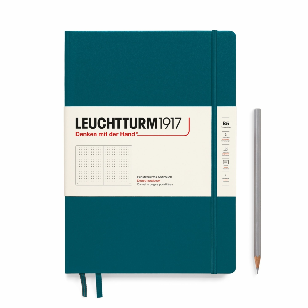 composition notebook hardcover pacific green dotted by Leuchtturm1917