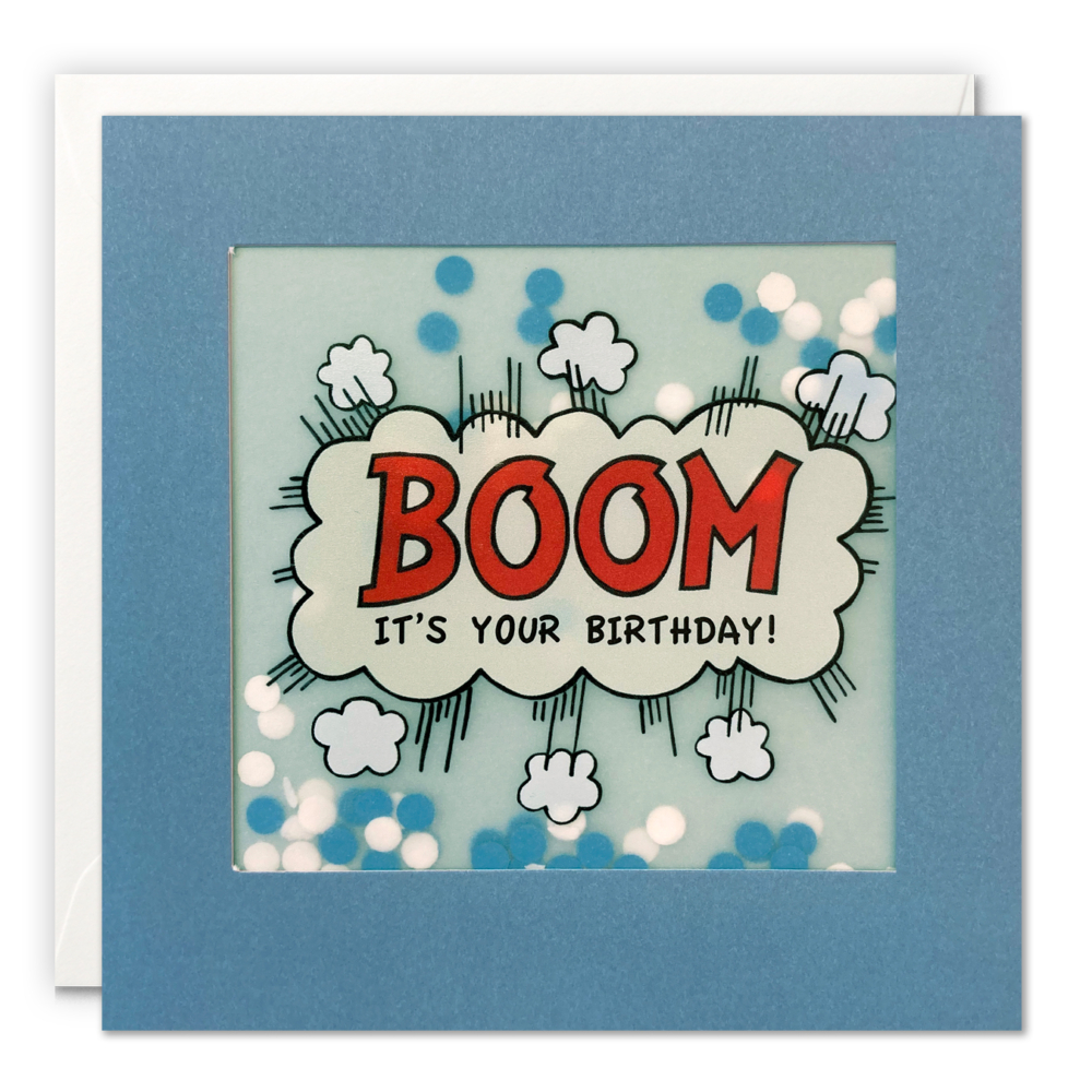 shakies pop art birthday card boom by James Ellis