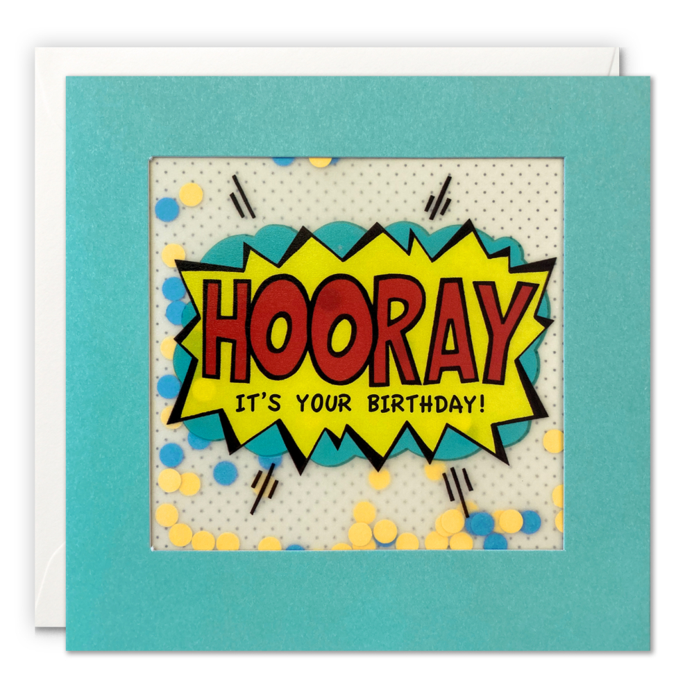 shakies pop art birthday card hooray by James Ellis