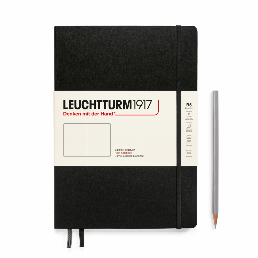 composition notebook b5 hardcover black plain paper by Leuchtturm1917
